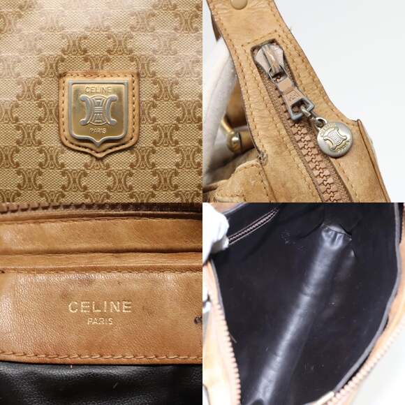 CELINE Macadam Canvas Shoulder Bag Beige - Picture 11 of 13